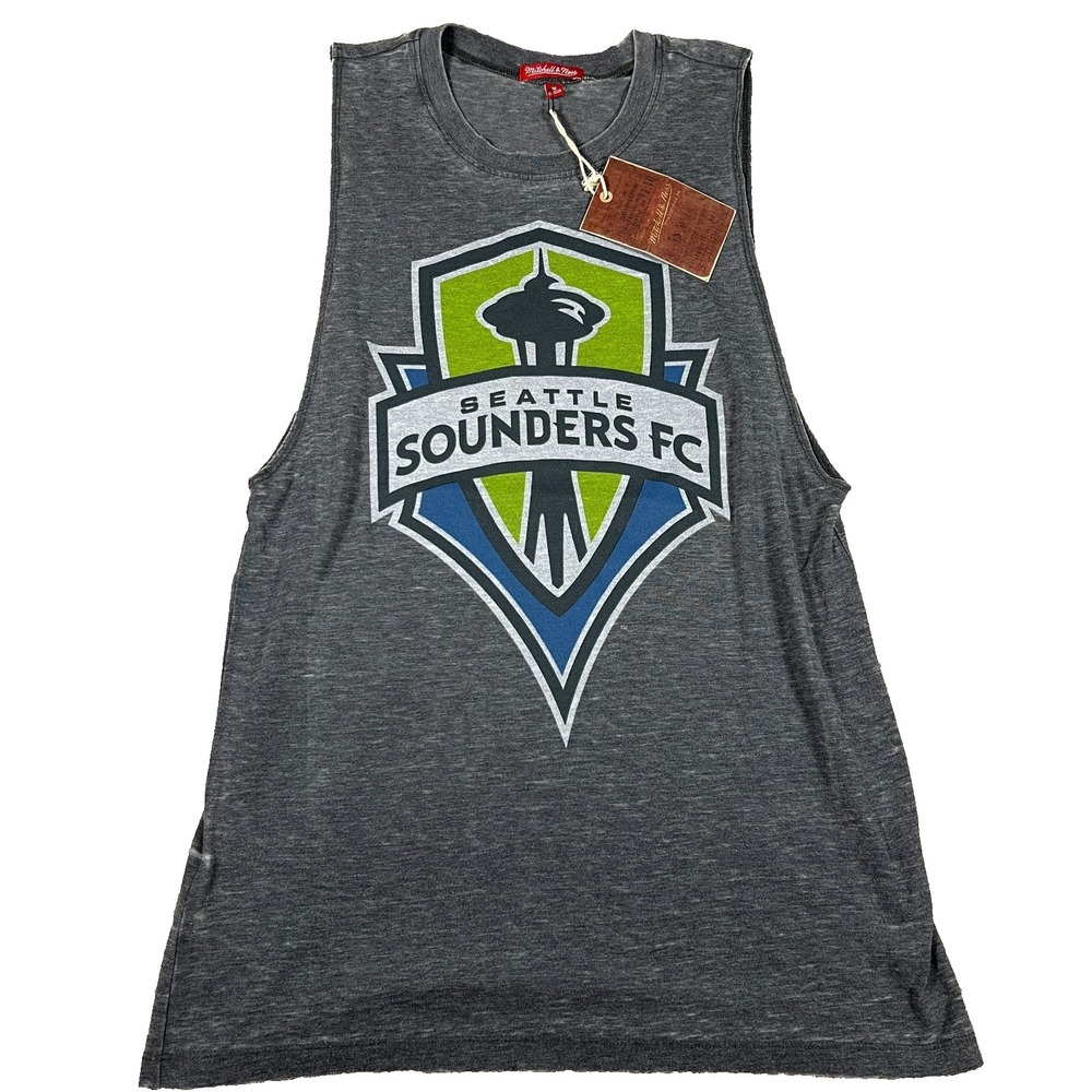 Mitchell & Ness Womens M Charcoal Gray Seattle Sounders FC Muscle Tee‎ NWT